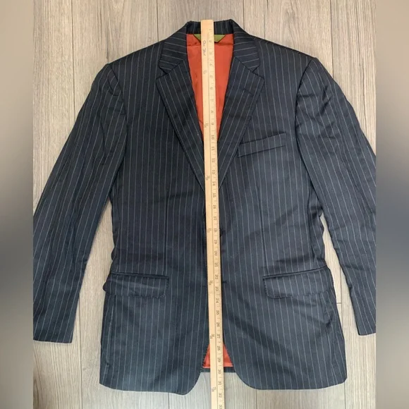 Phineas Cole Men Stripped 110s Wool Two Buttons Blazer Jacket Size 40R
